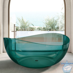 Ванна из полиэфирной смолы ABBER Kristall 150х150 AT9705Aquamarin бирюзовая