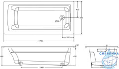 Ванна чугунная Jacob Delafon Archer 170x80 без отверстий для ручек ( с антискользящим покрытием) с ножками  E6D904-0