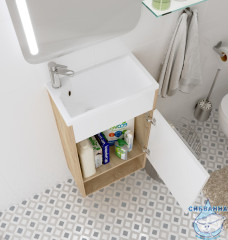 Тумба подвесная 1Marka Lira 40П с раковиной Lira 40 дуб сонома L