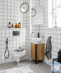 Тумба Aqwella Porto 45 дуб балтийский с раковиной Дельта  45