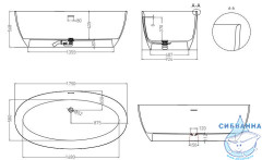 Ванна из искусственного камня Salini Alda 178x92 (материал S-Stone, белый матовый)