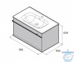 Тумба Roca Aneto 80 857430806 белый глянец/черный с раковиной Roca Victoria Nord 80