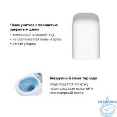 Унитаз ABBER Rechteck AC1219TC подвесной белый, безободковый, смыв торнадо, с закрытым дном