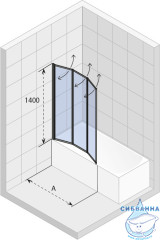 Шторка для ванны Riho Alta 100 профиль матовый хром, стекло прозрачное