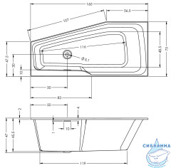 Акриловая ванна Riho Rething Space 160х75 R BR1300500000000