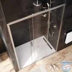 Дверь в нишу AM.PM Gem W90G-140-1-195MT 140 см профиль хром, стекло прозрачное