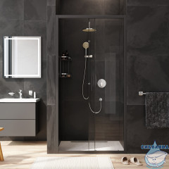 Дверь в нишу AM.PM Gem W90G-100-1-195BT 100 см профиль черный, стекло прозрачное