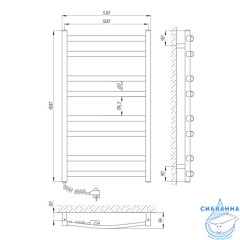 Полотенцесушитель электрический Laris Гранд П8 50X90 L (черный матовый)