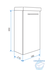 Тумба подвесная 1Marka Ноктюрн 40П (1 дверка) с раковиной Como 40 белый глянец