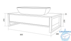 Тумба подвесная 1Marka GRUNGE LOFT 80П (1 ящик) Дуб Вотан с раковиной Sanita Luxe Инфинити 60