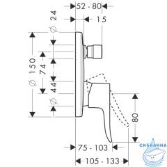 Встраиваемый смеситель для ванны Hansgrohe Metris 31493000