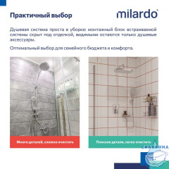 Душевая система скрытого монтажа с тропическим душем и ручным душем, глянцевый хром, Azure, Milardo, AZUSB02M67