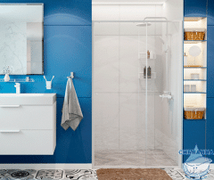 Дверь в нишу Wasserkraft Rhin 100 см профиль белый, стекло прозрачное 44S12