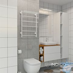 Полотенцесушитель электрический Indigo Hit с полкой П5 50х80 белый матовый (с возможностью скрытого подключения, подключение R/L)
