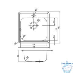 Мойка с сифоном арт. S11UPS0i84, нерж. сталь, полир., 485*485, Strit S, IDDIS, STR48P0i77S