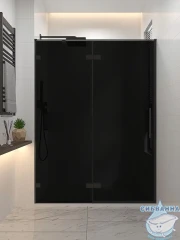Дверь в нишу Veconi Алассио 150 профиль черный, стекло черное AL-150-11-BB-C4