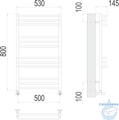 Полотенцесушитель водяной Terminus Соренто П12 50х80 (нижнее подключение)