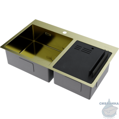 Omoikiri Akisame 86-2 Side-LG нерж. сталь/светлое золото 4997048