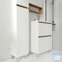 Тумба Viant Мальта 70Н с раковиной Como 70 белый/дуб вотан