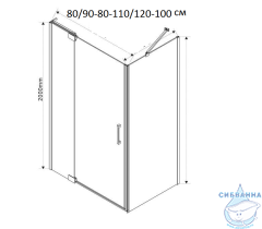 Душевое ограждение Vincea Extra 110-120x90 профиль черный, стекло прозрачное VSR-1E111290CLB