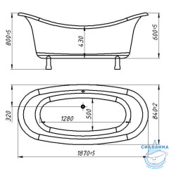 Ванна из литьевого мрамора New Line Sanitary Корсика на ножках 190х86