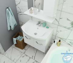 Тумба подвесная 1Marka Вита 65 (2 дверки) с раковиной Балтика 65 с дверцами белый глянец