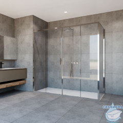 Душевое ограждение Vincea Garda 200x80 профиль хром, стекло прозрачное VSR-1G28020CL