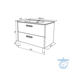 Тумба напольная, белая, 80 см, Brick, IDDIS, BRI80WFi95. Подходит ум. 0108000i28