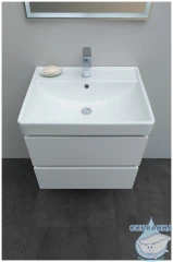 Тумба Aquanet Вега 60 с раковиной Aquanet Ирис 60 белый глянцевый