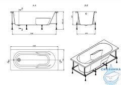 Акриловая ванна Roca Genova 150x75 с каркасом