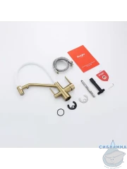 Смеситель для кухни Raglo R80.62.03 (сатин золотой/белый)