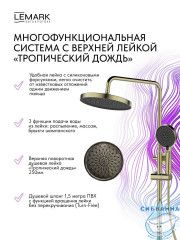 Душевая система Lemark Сибирь 250 1 режим LMF-7026B-BRG (брашированное золото)
