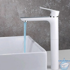 Смеситель для раковины Gappo G1048-2 (без донного клапана) (хром/белый)