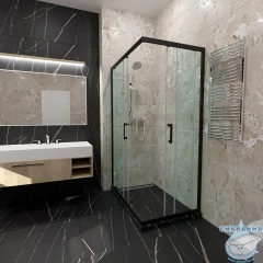 Душевое ограждение Тритон Фикс 120x80 профиль черный, стекло прозрачное Щ0000067442 (без поддона)