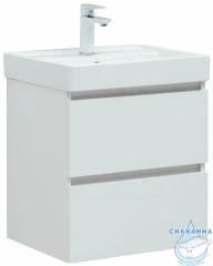 Тумба Aquanet Вега 50 с раковиной Aquanet Ирис 50 белый глянцевый