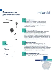 Душевая система Milardo Dale 250 DALBL02M67 (черный матовый)