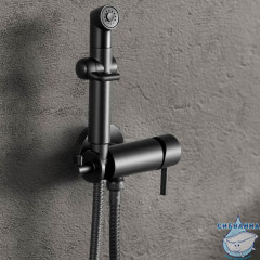 Встраиваемый смеситель с гигиеническим душем Lemark Solo LM7166BL (черный матовый)