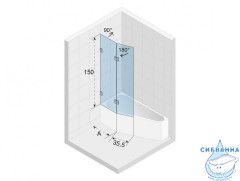 Шторка для ванны Riho VZ Scandic NXT X500 Space Saver L GX00642C1 профиль хром, стекло прозрачное