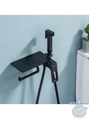 Встраиваемый смеситель с гигиеническим душем Raglo R51.55.06 (черный матовый)