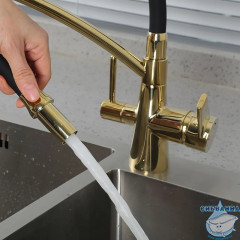 Смеситель для кухни Gappo G4398-13 (золото/черный)