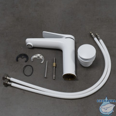 Смеситель для раковины Lemark Bronx LM3737MW (с донным клапаном) (белый матовый)