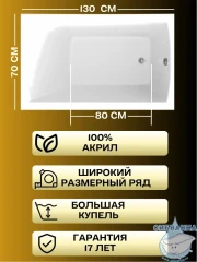 Акриловая ванна New Line Sanitary Modern 130x70 с каркасом