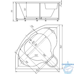Акриловая ванна Aquatek Сириус 164х164 с каркасом