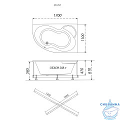 Ванна акриловая Тритон Мари 170х110 правая