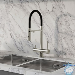 Смеситель для кухни с фильтром и гибким изливом, сатин, Ace, IDDIS, ACEBNFFi05