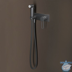 Встраиваемый смеситель с гигиеническим душем с защитным клапаном, графит матовый,  Duna, IDDIS, DUNGMV0i08