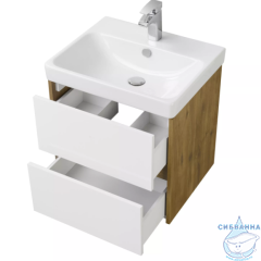 Тумба Акватон Сканди 55 белый/дуб рустикальный, с раковиной Адриана 55