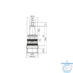 Дивертор для смесителя, латунь, h=64 мм, M24x1,5, вытяжной, хром, IDDIS, 997B0264SM