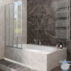 Шторка для ванны Veconi Палау 120x150 профиль хром, стекло прозрачное PL74L-120-01-19C4