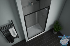 Дверь в нишу Encanto Belloblack 120 профиль черный, стекло прозрачное 